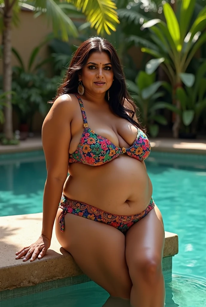 Hot big boobies aunty in swimming pool