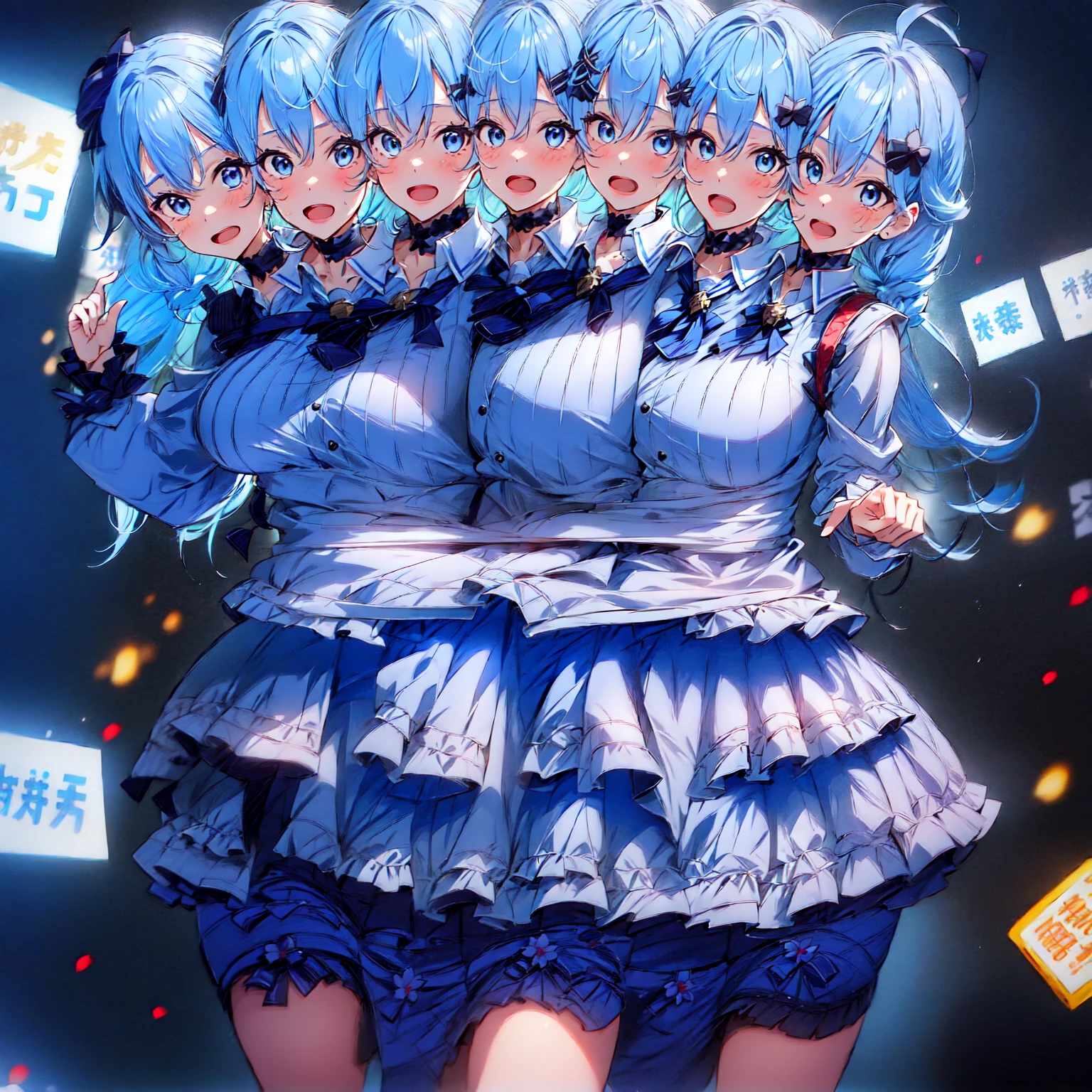 "(perfect masterpiece:1.2), (highest quality:1.2), stunning face, uniform, mature and chubby, Big eyes, compensate, long and luxurious eyelashes, lip whole, irresistible charisma.",cheerleader,belly button,(((mature woman))),(((very short hair))),raised his arms,NSFW,smile,Are standing,Upper body,front,Cheerleader,mini skirt,adult,40 years old