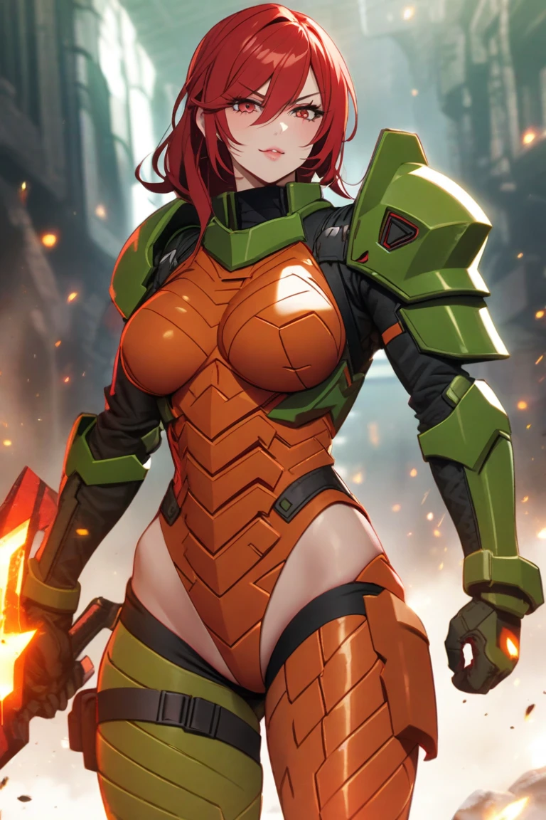 masterpiece, best quality, purple hair, pointy ears, female dwarf, collar, off-shoulder shirt, cleavage, brown leather vest, green pants, large breasts, walking, stairs, forest, night sky, boots, erected nipples, lustful smirking smile face red blushed red cheeks