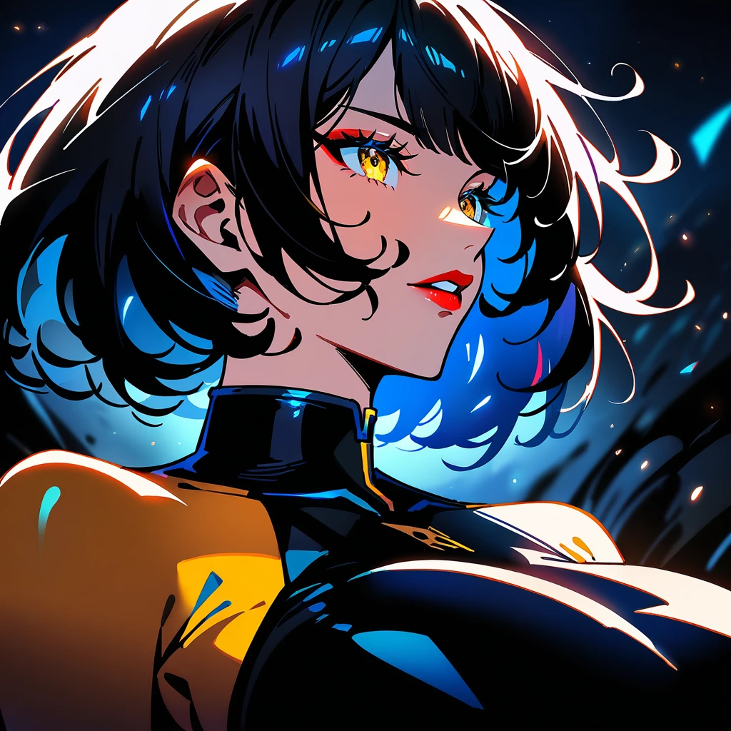 Mitarashi anko, plugsuit, (((ultra curvaceous, perfect, canonical beauty, perfect , extremly detailed , very , snatched waist, perfectly defined waistline, ultra wide , extremly well defined , thick thighs, perfectly defined thighs, moist skin, shiny skin, generous curves, very attractive, embodiment of thickness, very beautiful, nice haircut, detailed face, detailed yellow eyes, makeup, very lips, red lipstick, newest, masterpiece, very aesthetic))), perfect color combination, cutting edge, superb, sublime, stunning, breathtaking, state_of_the_art, splendid, perfection, cinematic, dramatic lighting, volumetric lighting, chiaroscuro, shadow detail, high contrast, high dynamic range, highly detailed, ultra detailed, highest quality, best quality, ultra high resolution, light particles, maximum settings, highres, absurdres, UHD, RAW, 32k