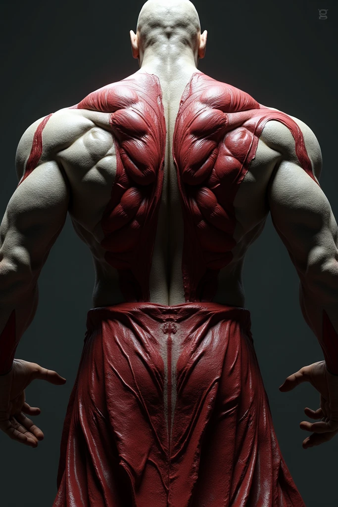 A realistic woman with healed whipping scars on her back. Gore