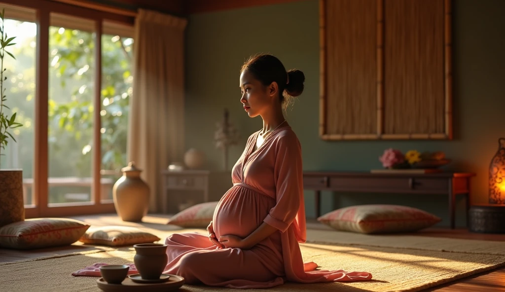 India Muslim pregnant mom naked at home sitting sad