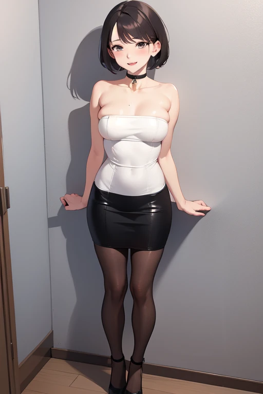 (face focus:1.5).(1 girl:1.4).(Show viewer:1.4). NSFW.bob cut. (thin:2.0). (make your legs thinner:1.8).(Short length skirt:1.5).(big breasts:1.4). black hair.(long legs:1.7).(grabbing another’s breast:1.2).