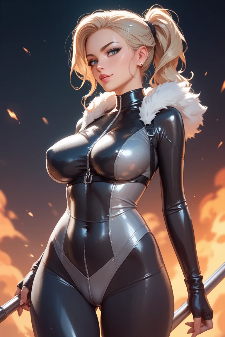 (((Annie Lennox))), (((copper color suit))), (scars), (((bandaged arms))), (((colorful clothes))) (( hood)), (((best qualityer: 1.4))), (Unbeatable masterpiece), (hiper HD),(CG 8k hyper-realistic), brave face, (((breasts big))), (((hyper feminine))), sexly girl, black tattoo,（ultra short red hair with white highlights)), ((( sculptural body ))), (((1 Kizi))), Kizi tatuada de 25 anos com perfectbody,,Beautiful and well-groomed face,muscular body:1.2,solid color detailed jacket, (Head to thigh photos)， Complex equipment, copper，Tight clothes，With white stars and off-white stripes,,,,,Armor Metal Electronic Parts, Poison tattoos ) INFO, Kizi, (((standing alone))), pirralha violent, 24歳, sexy, pose de atitude, work of art, post-apocalypse, (((manga style))), bounty hunter, the way you want, perfect body, roupa moderna, advanced technology, Pleated mini skirt with checkered pattern in red and black, fur collar jacket, sleeves with vertical striped pattern, neutral background, (( cowboy shot )). intricate visual, narrow waist, (((wide hips))), wide hips, fit thighs, (thigh gap), background shows a futuristic airplane