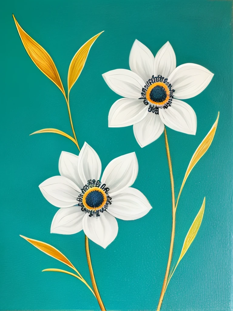 painting of three white flowers with blue centers on a green background, glowing hue of teal, soothing colors, greenish blue tones, teal aesthetic, blue flowers, turquoise, blue - petals, beautiful large flowers, turqouise, serene expression, blue and cyan colors, realistic flowers oil painting, anemones, elegant art, blue and green colours