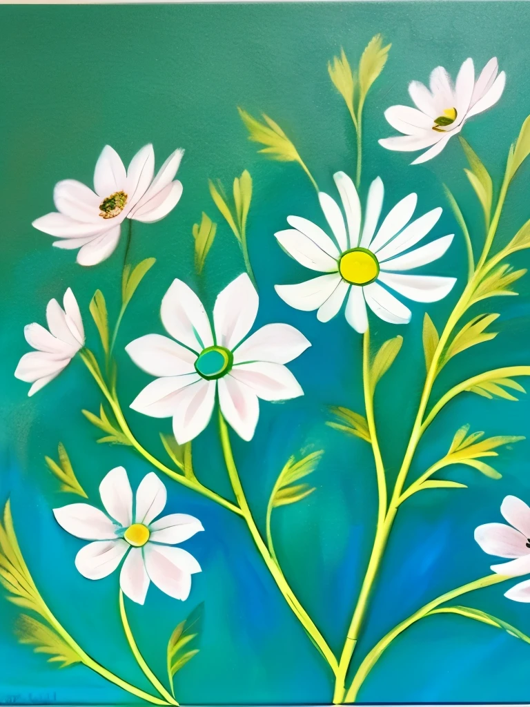 painting of three white flowers with blue centers on a green background, glowing hue of teal, soothing colors, greenish blue tones, teal aesthetic, blue flowers, turquoise, blue - petals, beautiful large flowers, turqouise, serene expression, blue and cyan colors, realistic flowers oil painting, anemones, elegant art, blue and green colours