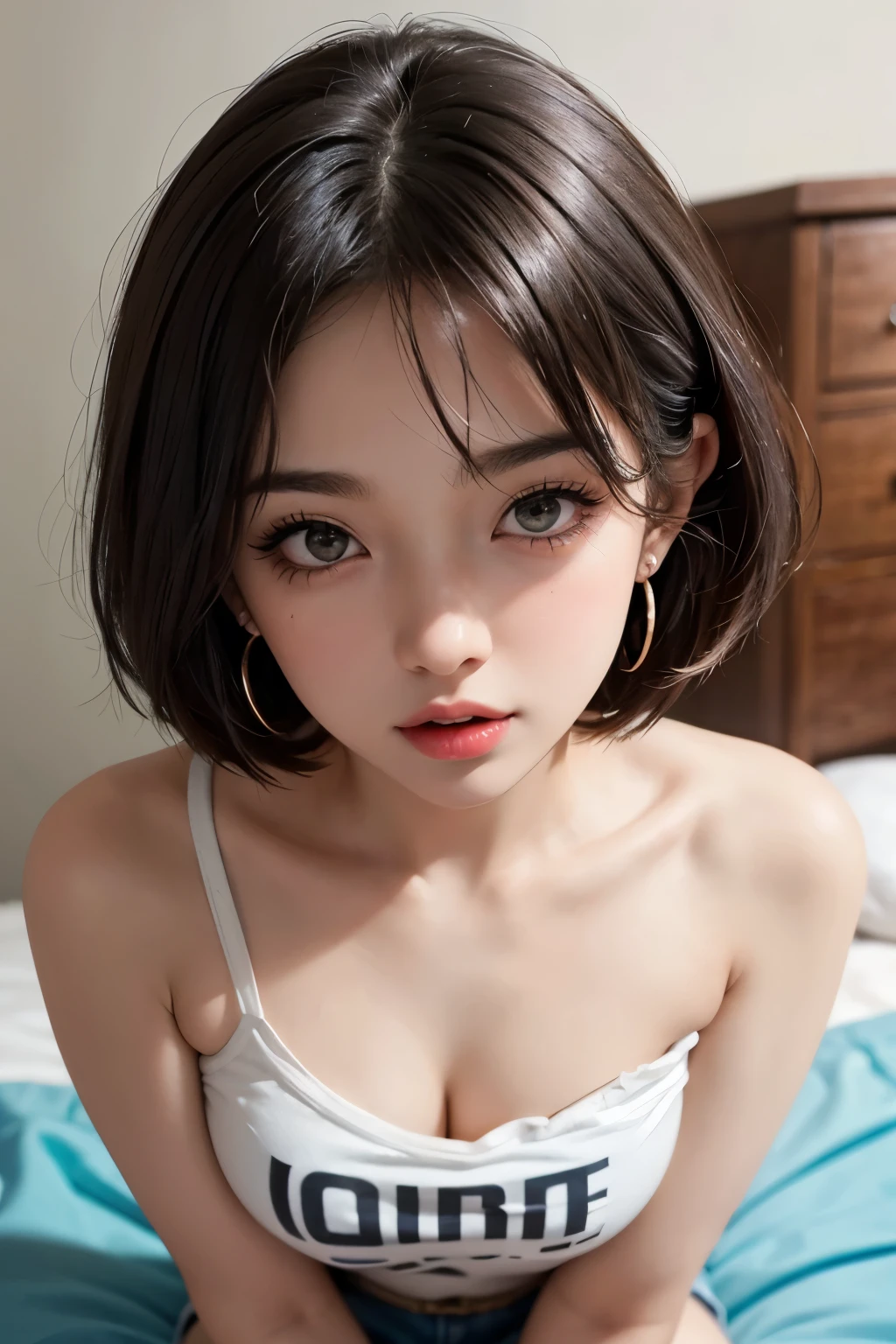 (((erectnipples))), (peeing on the floor:1.4), (incontinence:1.47), (urine on the floor:1.37), (makeup), beautiful big breasts, (bokeh), indoors, detailed luxury living room, (small_head), gentle and charming beautiful goddess, Korean(kpop-idol), solo, (areolas), (cleavage), armpit wrinkles, delicate and sexy(collarbone:1.3), smooth skin, necklace, black hair, long legs, short hair, oval face, double eyelids, smart, good hands, good feet, Natural(medium breasts:1.25), bare shoulders, (sheer fabrics)black lace bodysuit, (SQUATTING to sitting on the ground)((open your legs wide)), (((spread legs))), (female pubic-hair:1.35), (from below angle), (glossy skin:1.05), ((low angle)), Perfect figure, (64k, UHD, RAW photo, best quality, masterpiece:1.4), (realistic, photo-realistic:1.37), ultra high res, photon mapping, radiosity, physically-based rendering, professional soft lighting, HIGH HEELS, (sfw)