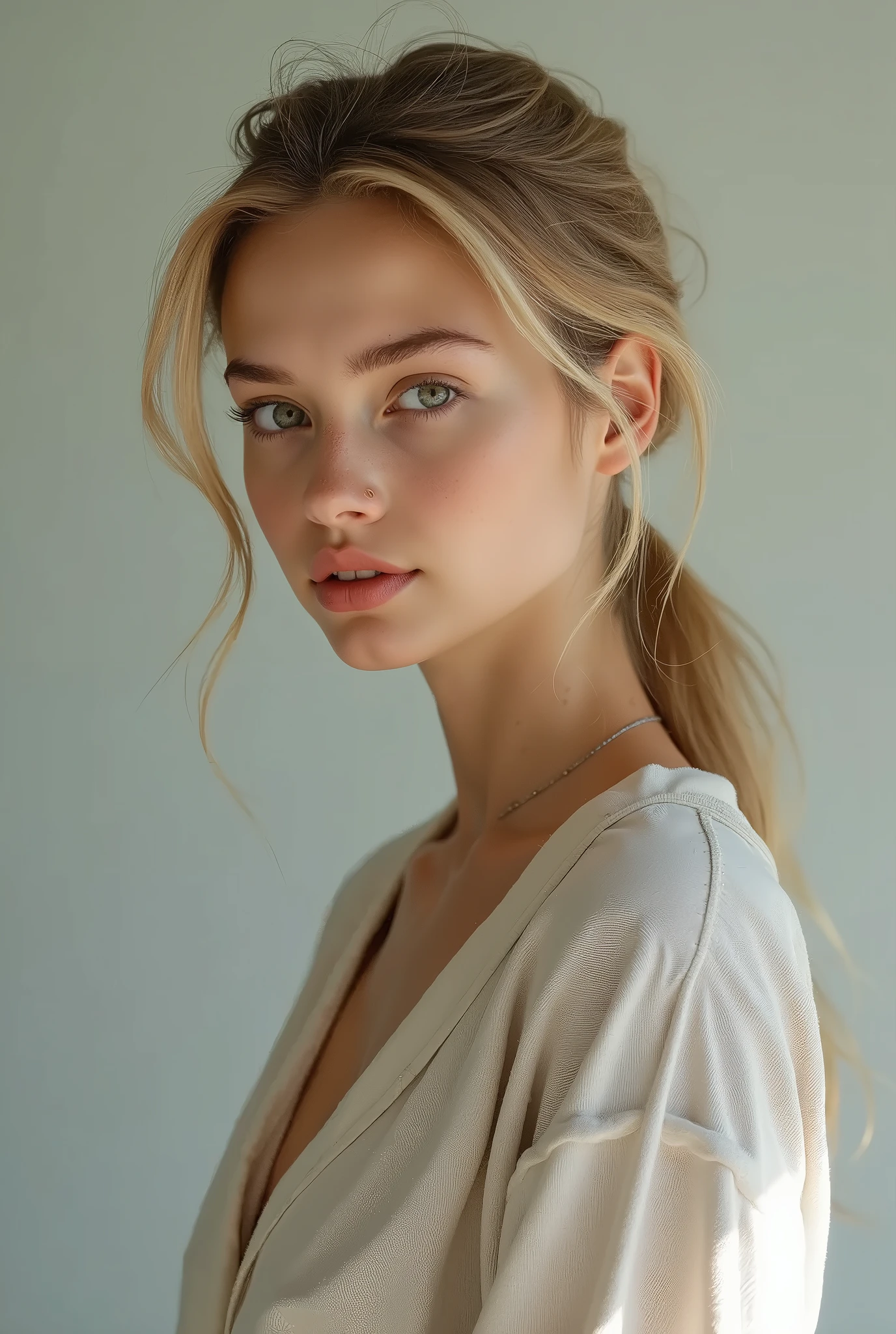(from above, headshot:1.2) photo of <lora:AnaisMariani_v9:0.8> AnaisMariani with dirty blonde hair with highlights,
she is wearing mino boushi,
she is wearing shawl,
her hair is styled as side braid hair,
BREAK she is (in the dining room:1.1),
hash flash lighting,
shot on Leica T, smooth skin tone,Leica colors,shallow depth of field
,Voigtlnder Nokton 50mm f1.1
,desaturated grunge filter,Porta 160
,