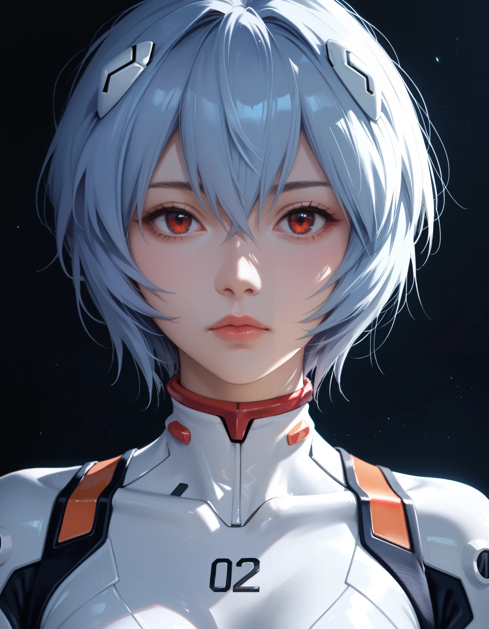 score_9, score_8_up, score_7_up, score_6_up, score_ANIME, looking at viewer, 1girl, ayanami rei \( neon genesis evangelion\), expressionless, red eyes, (number 00 on chest), medium breasts, close up, white bodysuit,