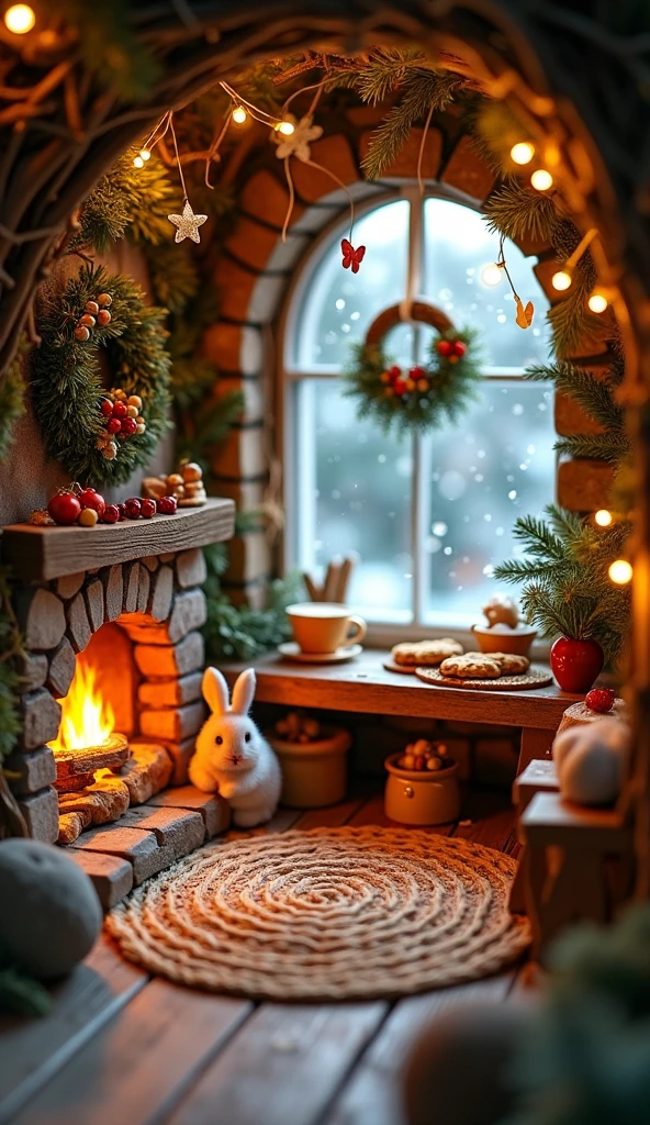 The interior of a small, magical Christmas-themed house nestled in the ...
