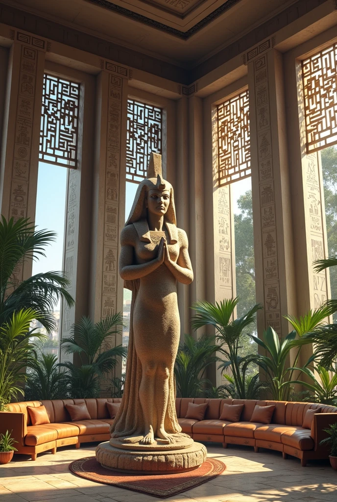 “A futuristic background of a golden glass pyramid with laser beams leads to a hyper-realistic Egyptian ancient city. The background hyper resolution is 4k and has an aspect ratio of 16:9. golden pyramid, masterpiece, anatomically correct, super details, high quality, best quality, 8k, 16k, high details, wonderful land of Egypt, in the light of the scarlet moon you can see temples in the desert, temple decorated with transparent golden fabrics with Anubis pattern. 3 palm trees sway slightly over a pool of water, 2 naked priestesses bathe in the pool.