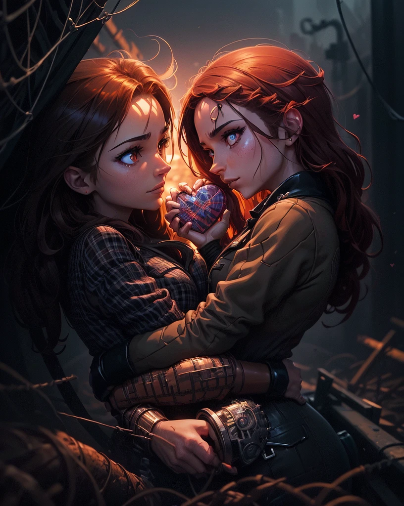 someone is holding a heart with barbed wire around it, by Cyril Rolando, broken heart, ( ( ( ( ( dan mumford ) ) ) ) ), inspired by Asaf Hanuka, in style of cyril rolando, in the style dan mumford artwork, by Justin Gerard, inspired by Cyril Rolando, ( asaf hanuka )