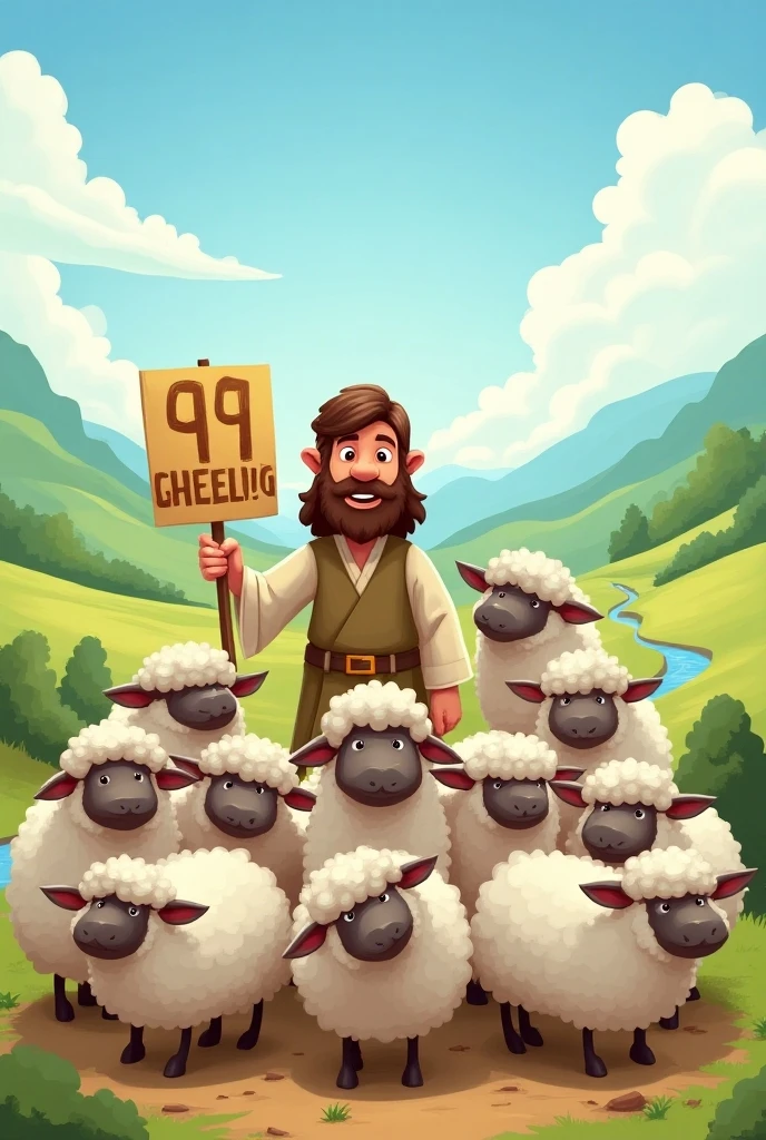 Image to create a group with the slogan of the animated biblical story of the 99 sheep