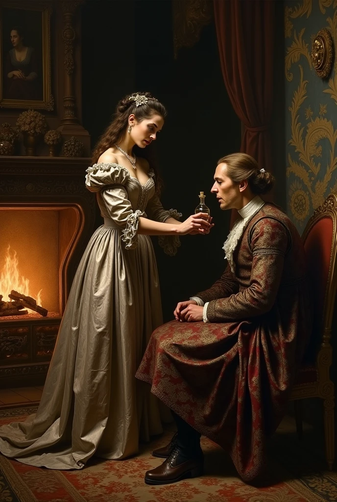 A woman poisoning her husband in the 17th century