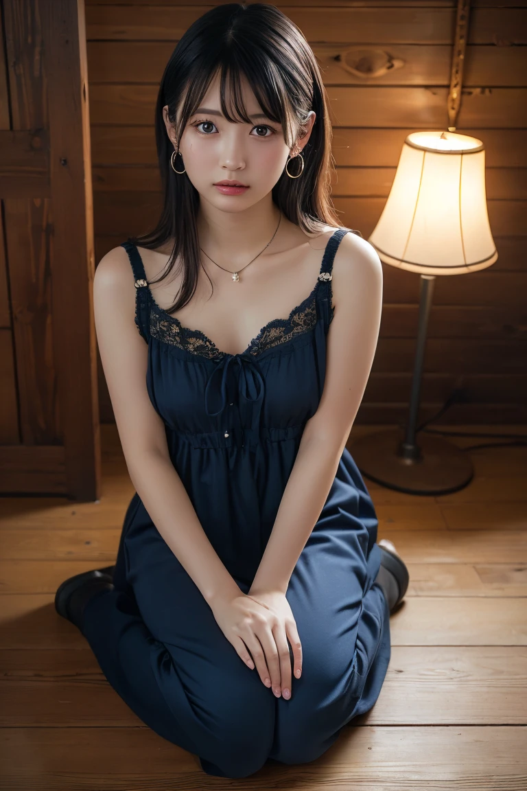 ((highest quality, masterpiece :1.3)), Photorealistic、Ultra-high resolution、Natural skin texture、Hyperrealism、Reflection from the waist up、Beautiful Japanese girl in her early s、One girl、Nightgowns with transparent skin、Lying in bed、bondage with rope、Frightened expression、Tears flowing