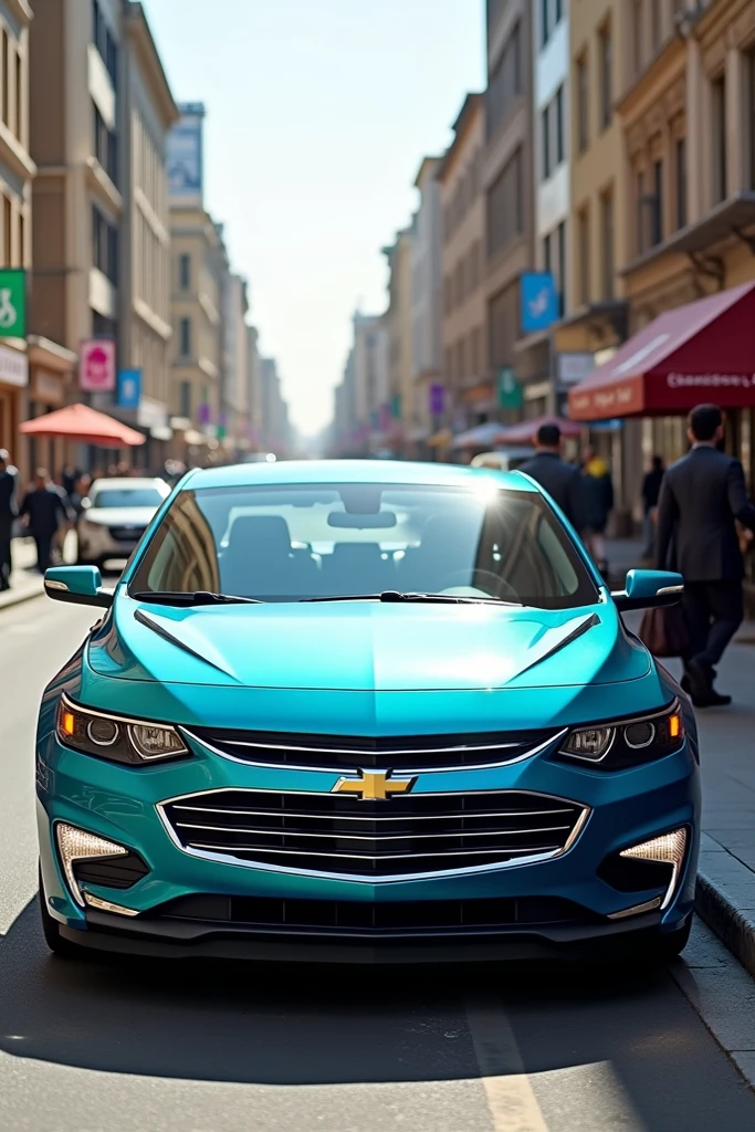 Oq rangli Chevrolet Malibu avtomobili Toshkent shahrida yoʻl chetida