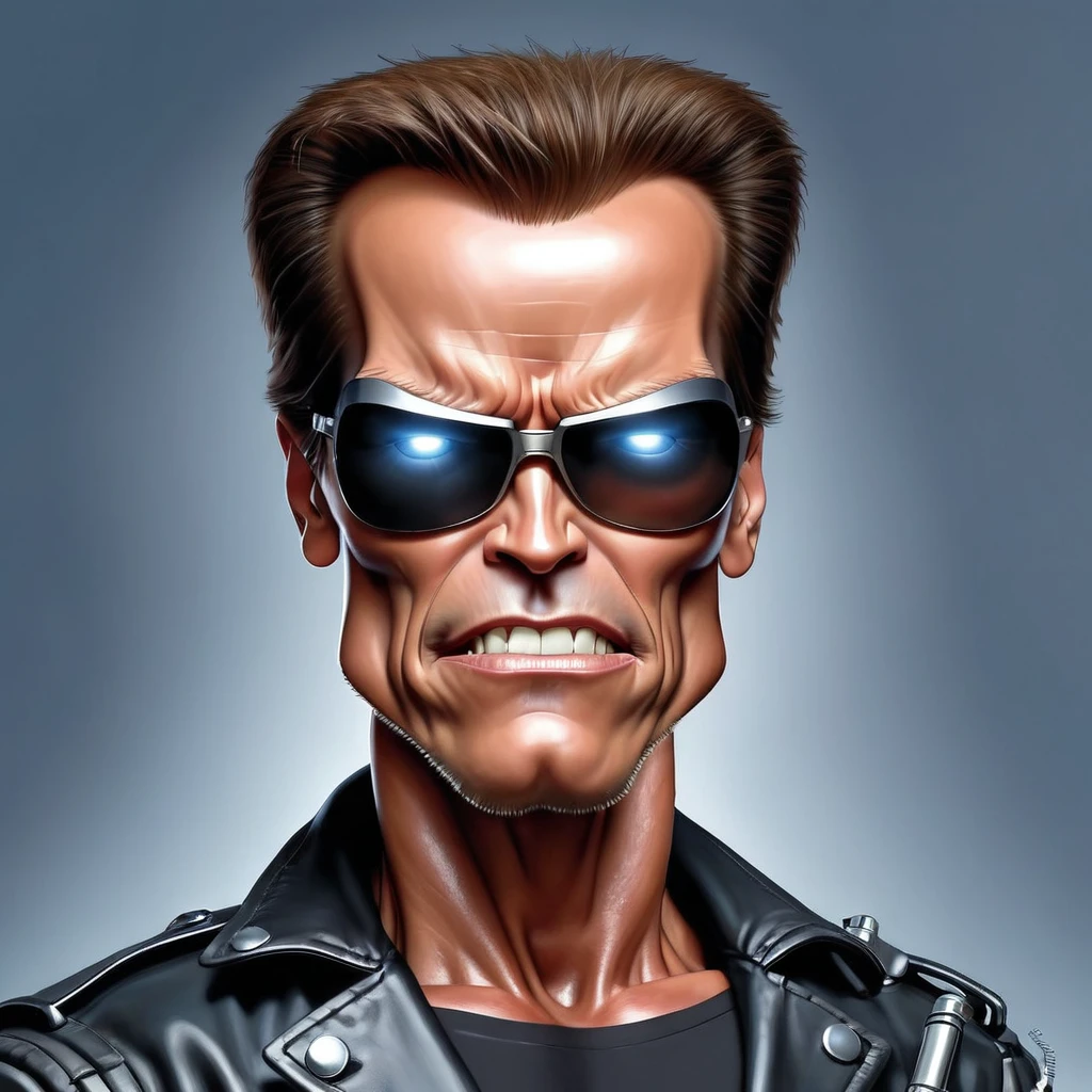 A comical and super funny caricature of the Terminator