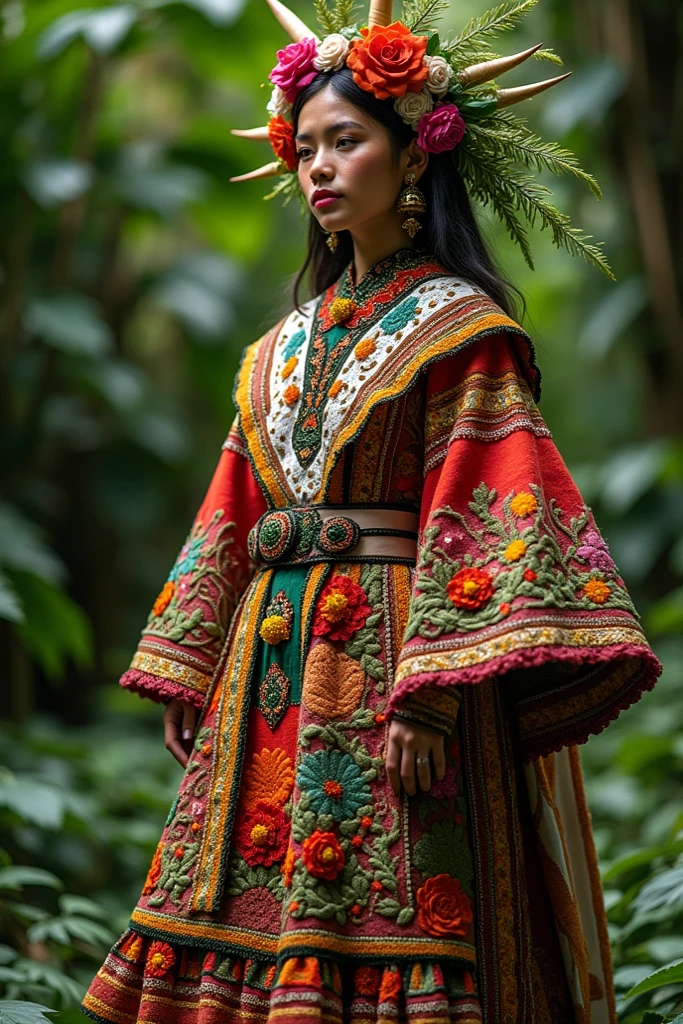 Typical Cajamarca costume based on the flora of Peru