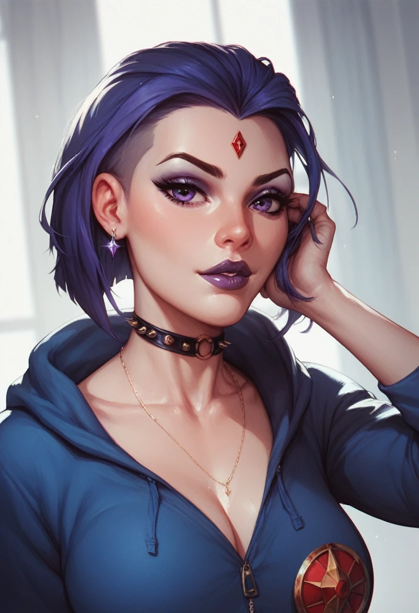 ,Aranya, dark skinned female ((purple hair), (long hair, ponytail)),(blush), ((purple lips), (makeup), ((green eyes)), hoop earrings, (perfect eyes), (perfect face) (ahegao:0.7), huge breasts, cleavage, ,, 1girl, (((wrinkles arround eyes, wrinkled skin, wrinkles))), (((GILF))), granny, grandmother, old woman, mature woman, large breasts, huge breasts, saggy breasts, lipstick, red lips, 60 years old