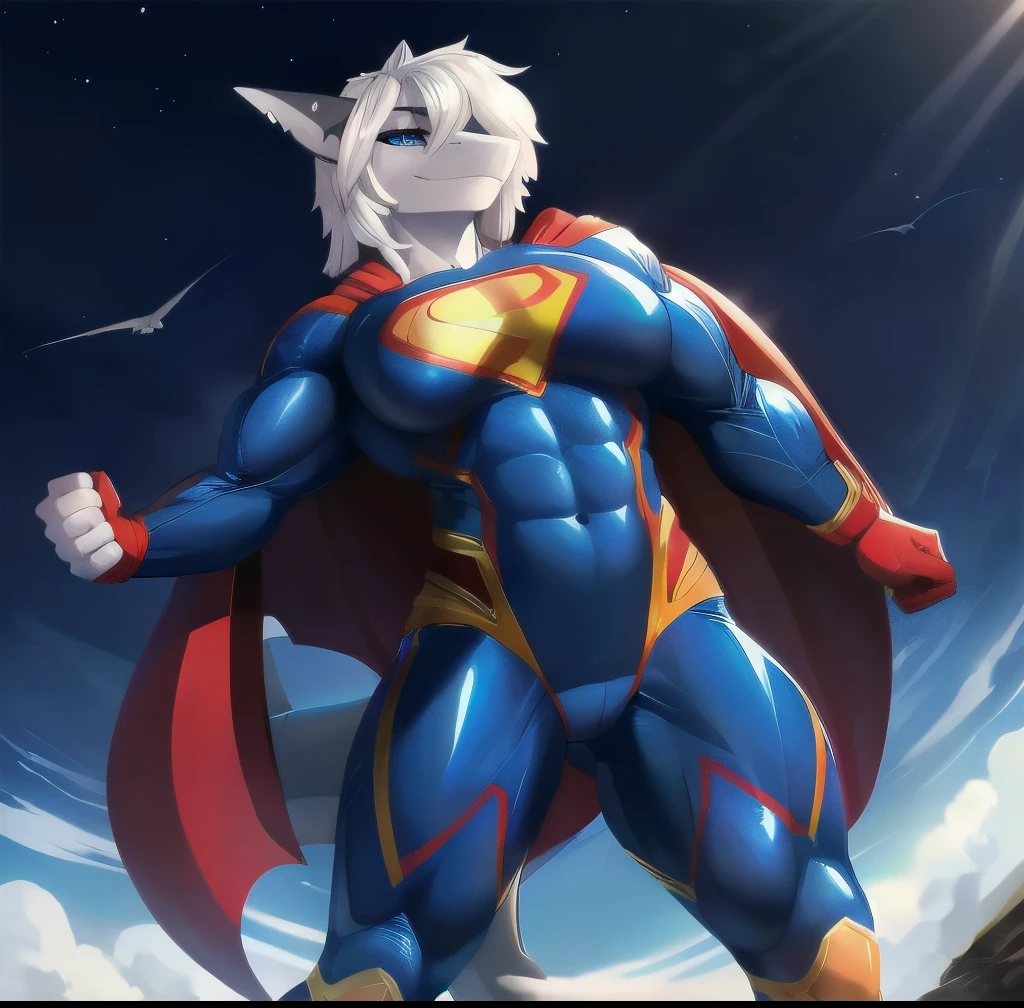 4k resolution a pokemon arcanine wearing blue shiny latex bodysuit Superman spandex costume, red cape, red speedo, red boots, bulge, detailed bulge, lying on the ground, at a forest near a river, by chunie by cxcxxcxxxx