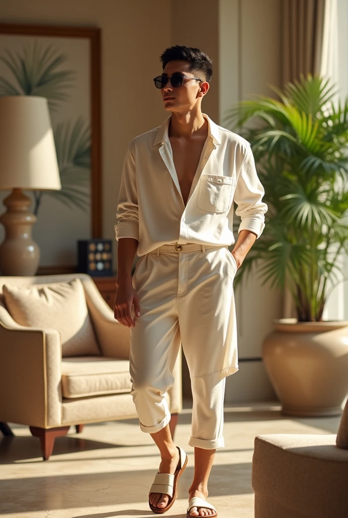 Photo shoot, with blonde male model, room with natural light, comfortable clothes