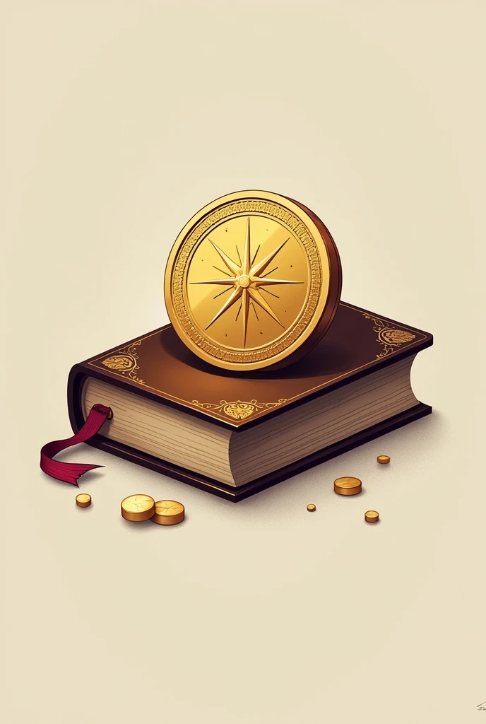 give me 10 images with a book and a gold coin together, Mix them , as if it were a logo