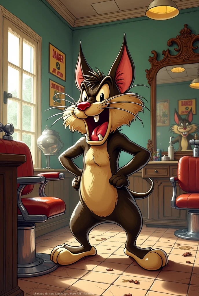 Barbershop warning with taz mania