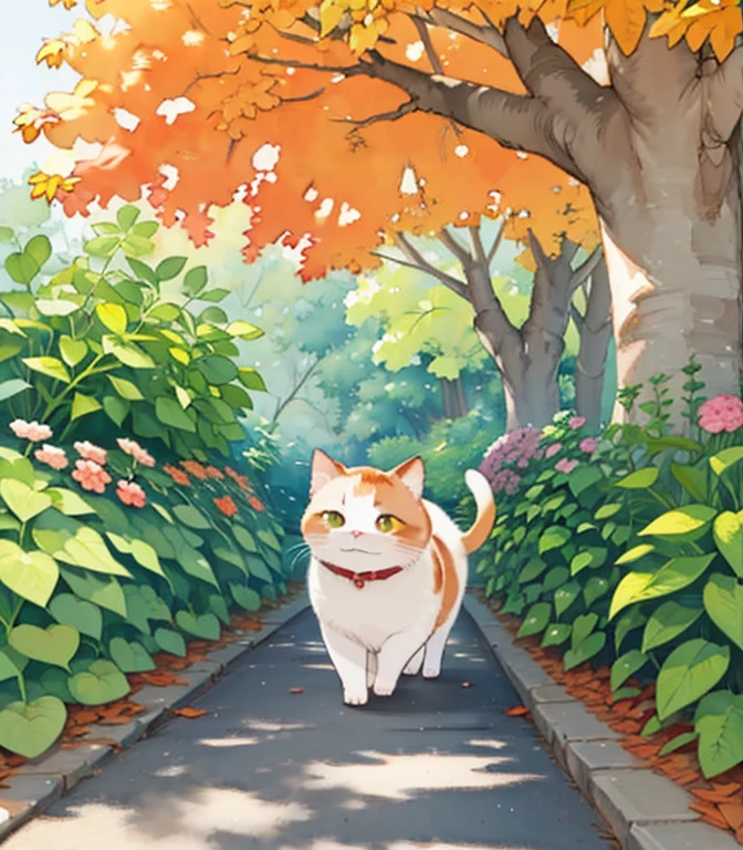 (masterpiece),( best quality),(  very detailed),(  in high resolution),((Line art)),((watercolor)),16k,  wallpaper,三毛猫の  very detailedな絵、 crazy details ， very detailed猫， My house where calico cats roam ，Walking the promenade三毛猫マンチカン，Autumn in old Japanese town、Walking the promenade， fall leaves for vaginal discharge， sunlight filtering through the trees，Another World、The creation of silence、Long Hit、The target is small、