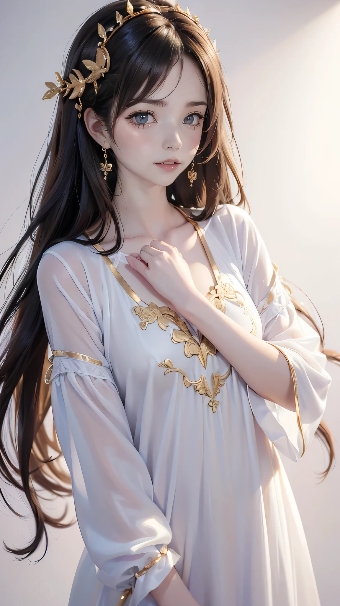 (highest quality、8k、32K、masterpiece)、(realistic)、(Photoreal:1.2)、(High resolution)、Super detailed、very beautiful face and eyes、1 girl、round and small face、thin waist、delicate body、(close、highest quality、high detail、rich skin details)、(highest quality、8k、oil paint:1.2)、Super detailed、(realistic、realistic:1.37)、bright colors、(((golden hair)))、(((bust shot)))、(((long hair)))、(((pure white wall background)))、(((Pure white wall background)))、(((黒とピンクのI'm wearing a nightgown)))、(((A heart-patterned nightgown)))、(((It's a sexy smile)))、(((Her hair is tied up with a red scrunchie)))、(((look straight ahead)))、(((I'm wearing a nightgown)))、(((I'm blonde)))、(((I'm Japan a woman)))