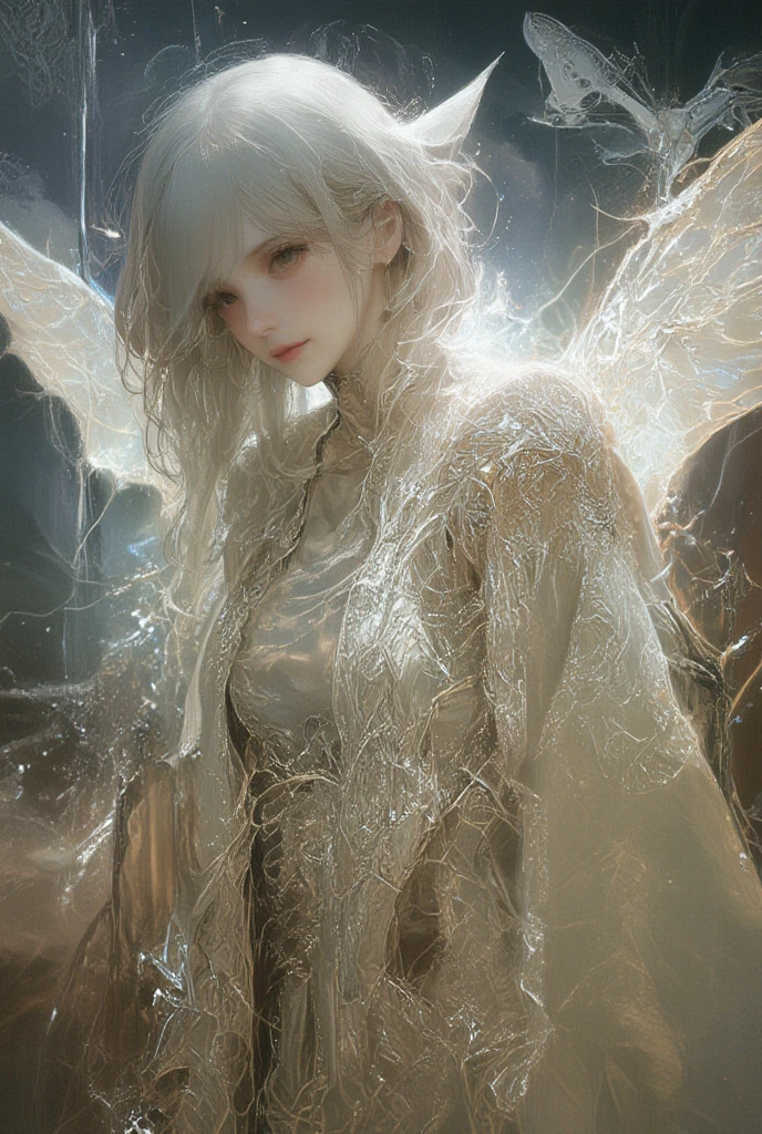 a woman, Fairy, White silk, sorrow, Backhand