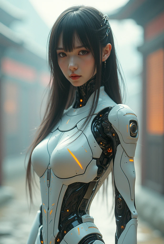 Cyberpunk girl posing on a motorcycle, cute cyborg girl, beutiful white girl cyborg, wlop. scifi, oppai cyberpunk, perfect android girl, beautiful girl cyborg, perfect anime cyborg woman, smooth digital concept art, girl in mecha cyber armor, hand gesture make symbol of peace, gynoid cyborg body, cyberpunk anime girl mech, cyborg girl, NSFW