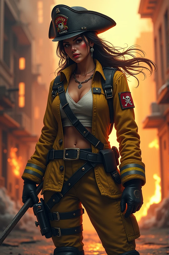 A female warrior smoking in middle of the war, war scene, Aurora in the sky, dead bodies spread everywhere, smoke bombs, red sky, background dark red, cinematic art effects, very extreme detailed, cover every detail part, 24K UHD graphics