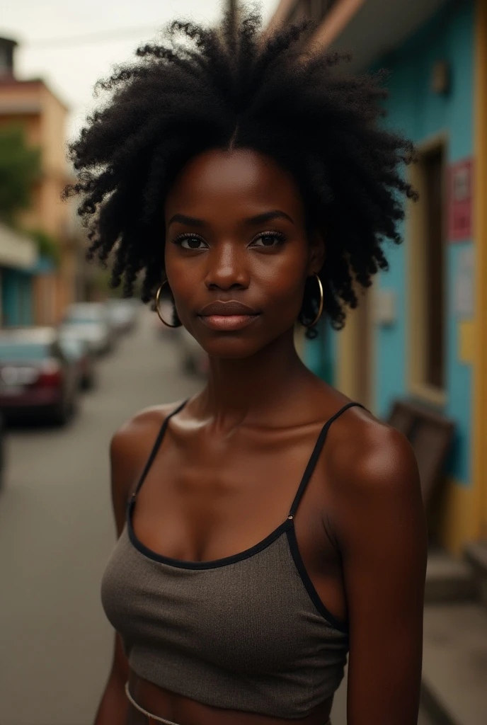photo ultra realistic,whole body,slim ,best qualityer, ,black female, skin black,beautiful face,wearing strapless, realistic smooth skin, ultra realistic skin, natta,dynamic lighting, on a street in Ceara, (dynamic pose:1.10), (good composition:1.10),(subtle lighting:1.10), (awardwinning:1.10), ((Breathtaking:1.10:1.35)) , ( πrim-work :1.10), (highly detailed skin:1.2),(cinematic grain:0.04),particle effects,