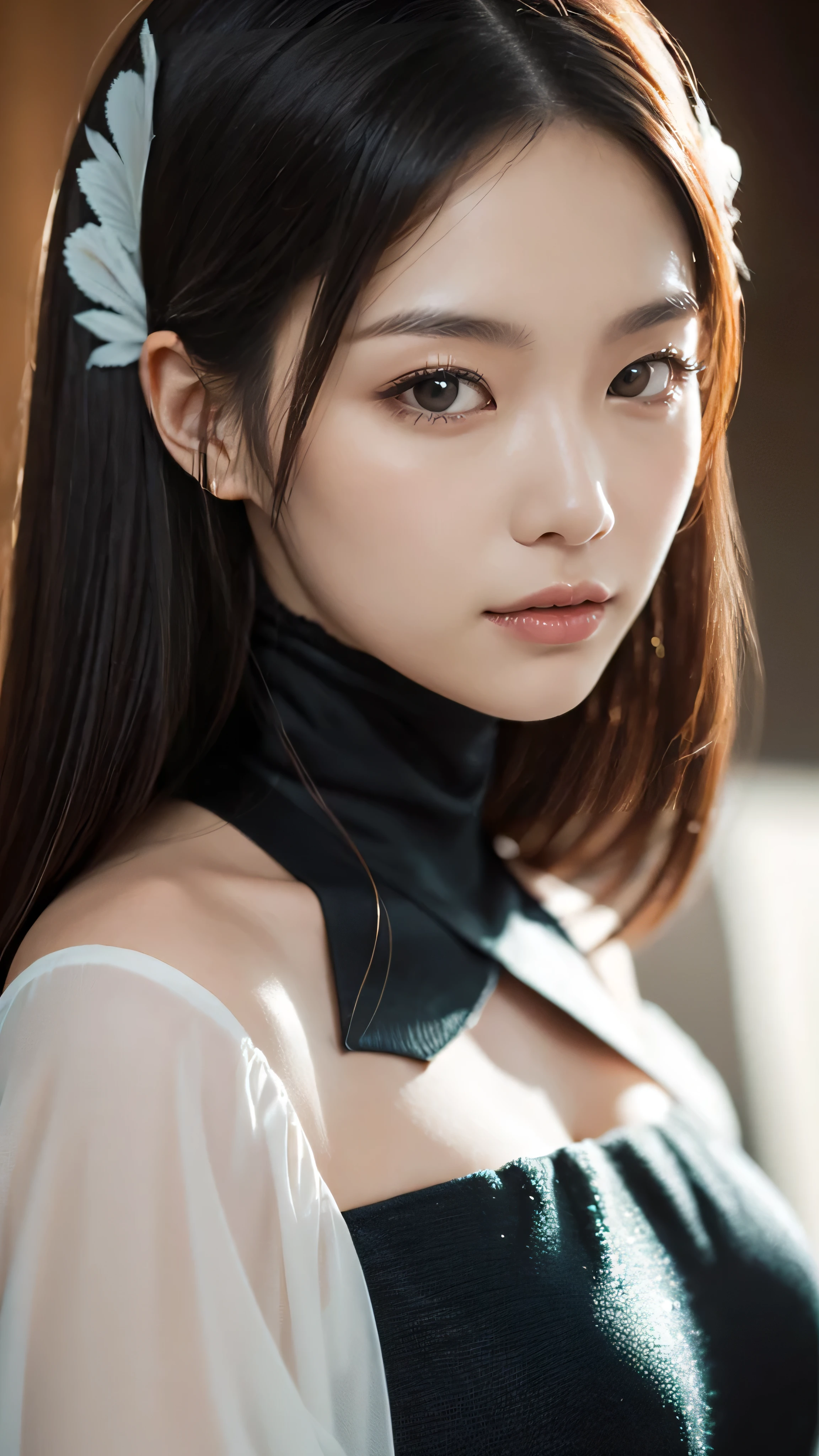 Slender Asian girl, kpop idol, ((maid uniform)), ((top quality, 8k, masterpiece: 1.3)), crisp focus: 1.2, beautiful woman with perfect figure: 1.4, highly detailed face and skin texture, detailed eyes, ((skinny)), beautiful face, symmetrical face, full-length, sexy, naked