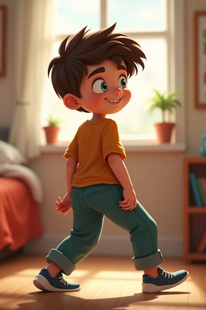 A teenage boy with his butt sticking out