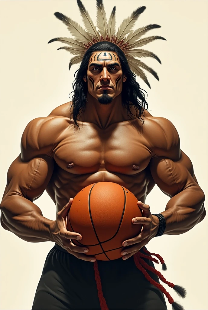 Eagle Aztec warrior playing basketball