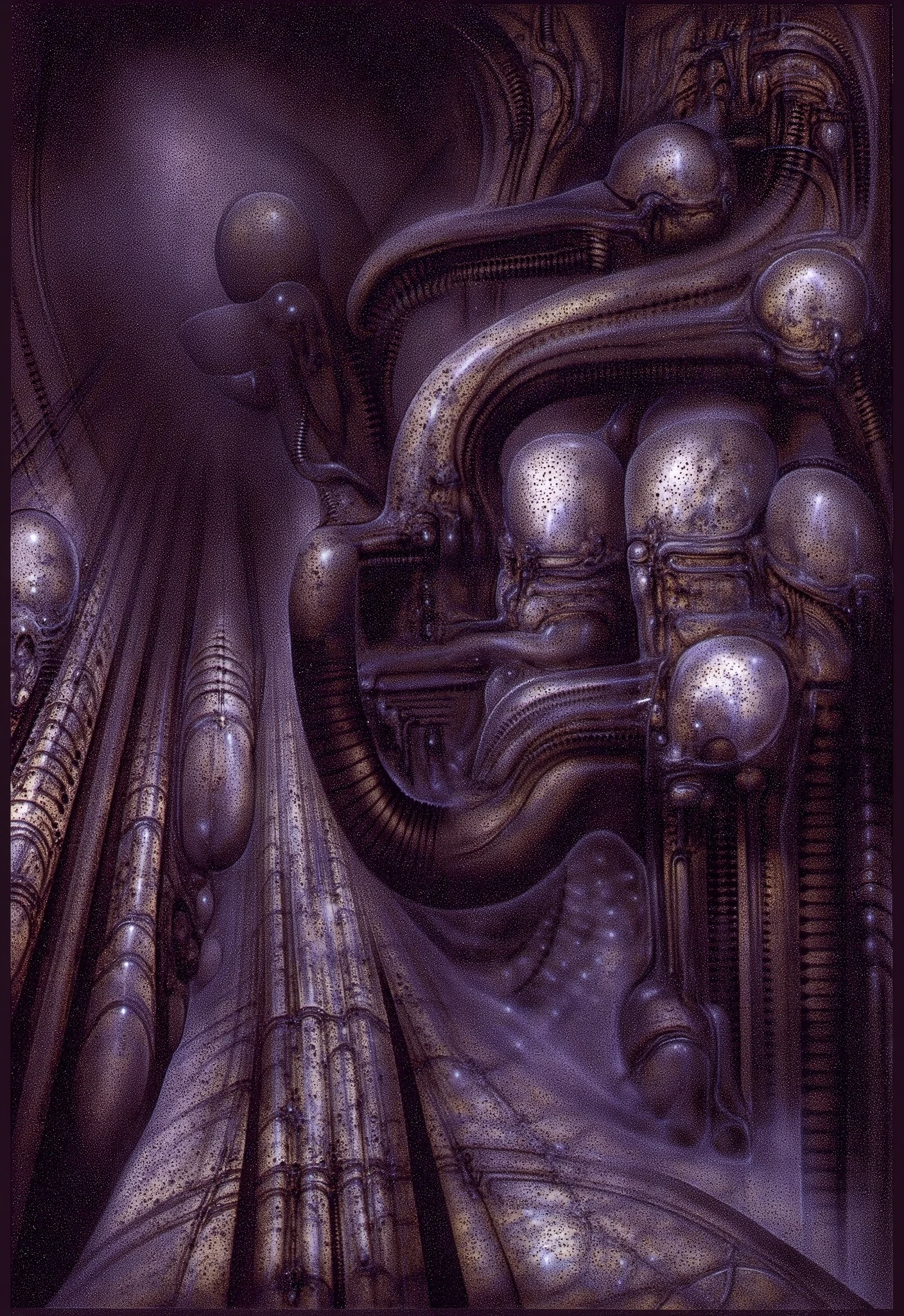 H. R. Giger's g1g3r, , Giger_style, H. R. Giger's g1g3r, , Giger_style, The image is a detailed view of H.R. Giger's \" Aleph (work 210) \" plate, featuring   vault , a surrealistic depiction digital artwork featuring a face with a head made of mechanical parts and wires, with a human-like figure in the foreground. By giger in gigeresqe style  a prominent presence of the alien figure, which appears to be an extraterrestrial. By giger in gigeresqe style  (best quality:1.4), anatomically correct limbs, (Triadic:1.1), (Proportion:1.1),  , (Reflected light:1.2), Parchment, ultra detailed, intricate,, dry b (best quality:1.4), H.R. GIGER,  BY GIGER