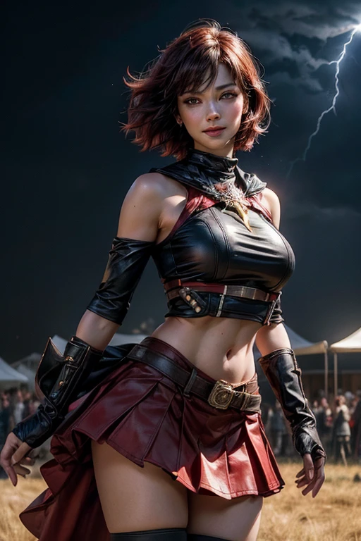 stunningly beautiful photo realistic cute warrior in skirt , using red chains, with red arms, Atey Ghailan, by Jeremy Mann, Greg Manchess, Antonio Moro, trending on ArtStation, trending on CGSociety, Intricate, High Detail, Sharp focus, dramatic, photorealistic painting art by midjourney and greg rutkowski