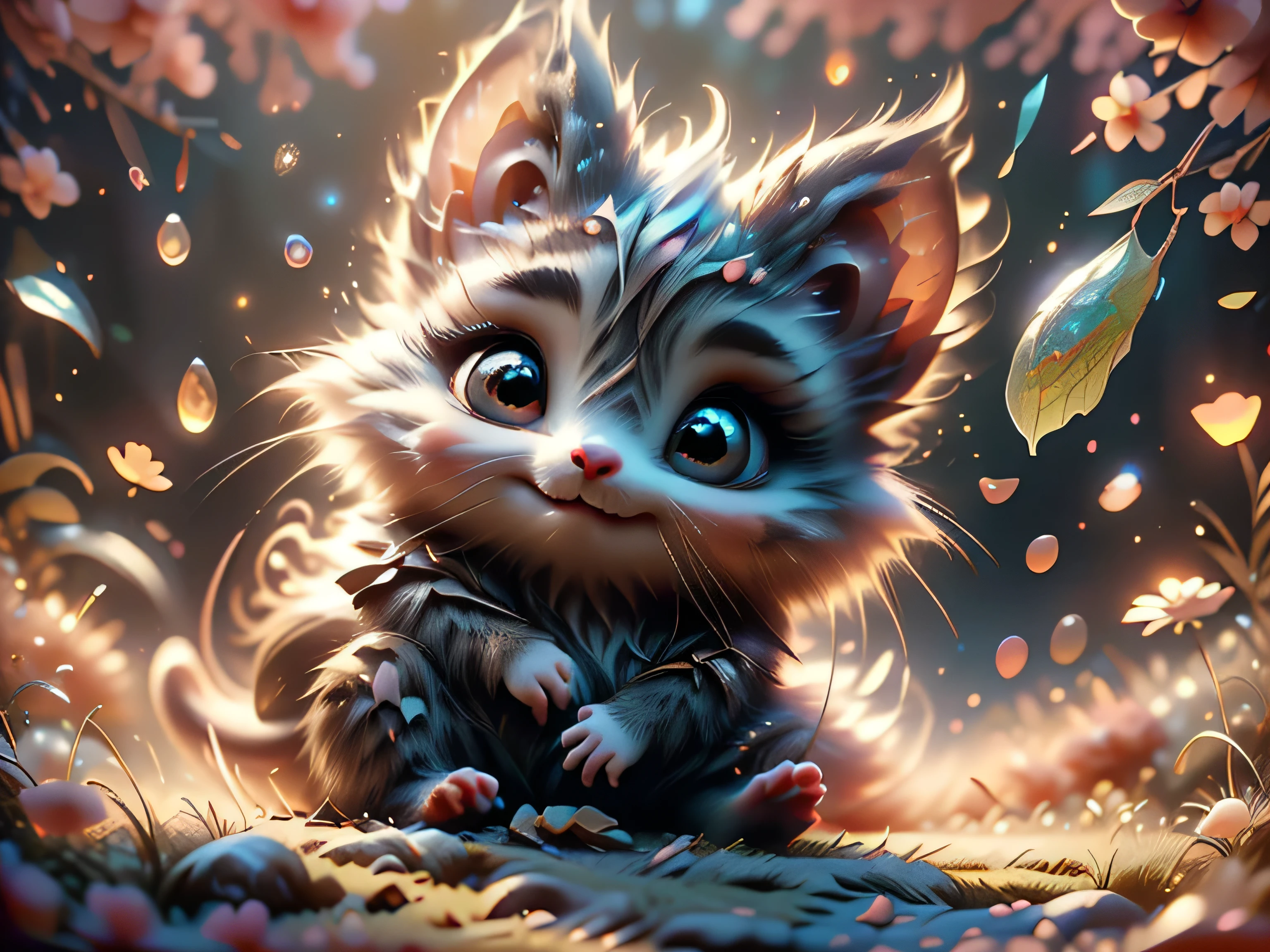 Magical Fantasy Creature, (Best Quality, Masterpiece, Representative Work, Official Art, Professional, Super Detailed, 8k:1.3), (Photorealism:1.2) Super Cute, Big Eyes, Soft, Soft Nose, Fluffy, Two-Toothed Smile, Bat Mouse, Realistic, Beautiful, Stars in Eyes, Soft Volumetric Light, (Backlight:1.3), (Cinematic:1.2), Intricate Details, (ArtStation:1.3), --auto --s2