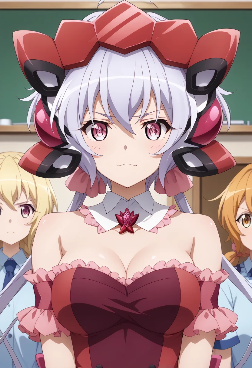  score_8_up,      score_7_up,      score_6_up,      score_5_up,      score_4_up, sauce_Anime, tag1, Tag 2,   最 High Quality   ,      High Quality ,      Details,   （（  Senki Zesshou Symphogear  ,Yukinechris 1  :5））(masterpiece, 最 High Quality ,  最 High Quality  ,  Official Art,   Software ),  multiple girls ,  The woman in the center has light purple twin tails,（ Random Hairstyles 1  :4） MULTIPLE DIFFERENT LETTERS , School girls, School, Sexy proportions,  Detailsな顔,  charming eyes