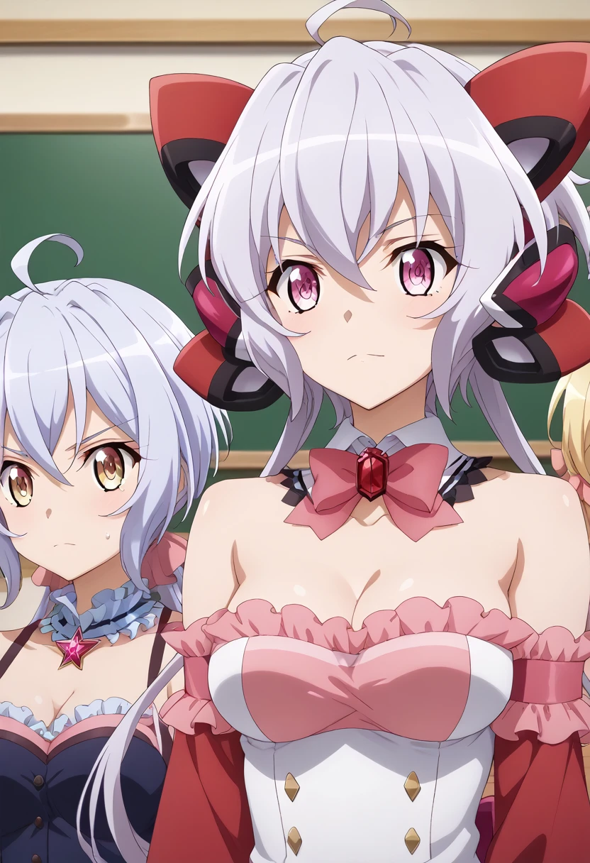  score_8_up,      score_7_up,      score_6_up,      score_5_up,      score_4_up, sauce_Anime, tag1, Tag 2,   最 High Quality   ,      High Quality ,      Details,   （（  Senki Zesshou Symphogear  ,Yukinechris 1  :5））(masterpiece, 最 High Quality ,  最 High Quality  ,  Official Art,   Software ),  multiple girls ,  The woman in the center has light purple twin tails,（ Random Hairstyles 1  :4） MULTIPLE DIFFERENT LETTERS , School girls, School, Sexy proportions,  Detailsな顔,  charming eyes