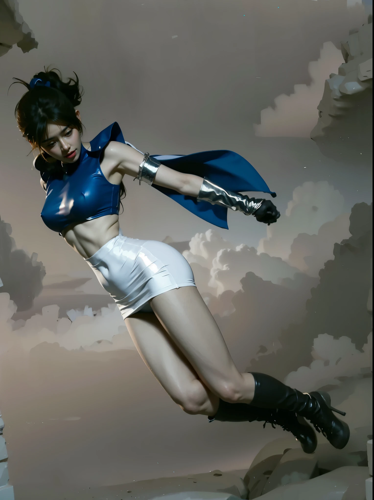 MMA fighter with blue fire fists