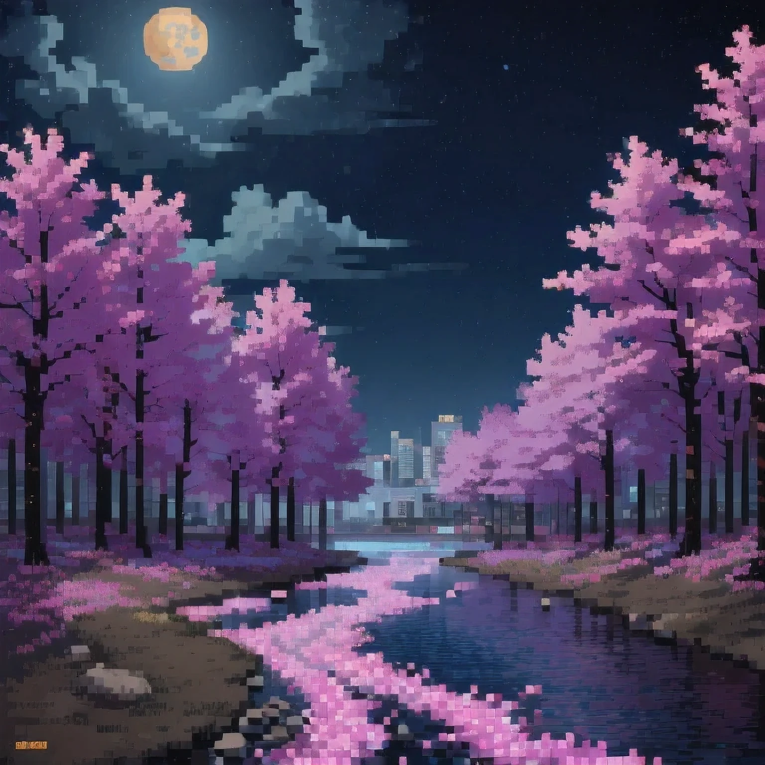 ((紫粉 City : 1.5)), (masterpiece), ( is the best quality: 1.0), ( Ultra High Resolution : 1.0), Detailed illustrations, Detailed Scenery , vibrant colors 紫粉 walking through the city, 8 K, night, Moon Clouds , ((magic, beautiful , Trees: 1.4 )), (( is the best quality, vibrant , 32 k Clear Lighting Effects )).
