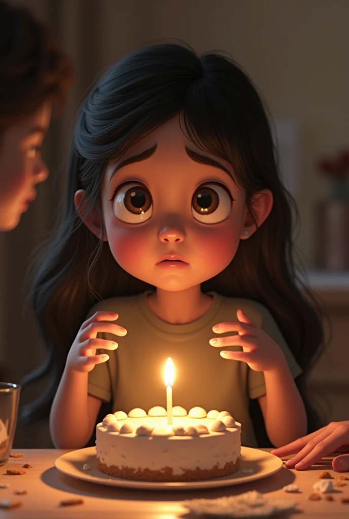 Zara was so sad. She began crying and said, “I’m sorry I ate your cake. I was really hungry.”