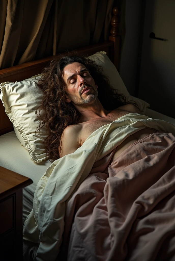 Old powerful king sleeping