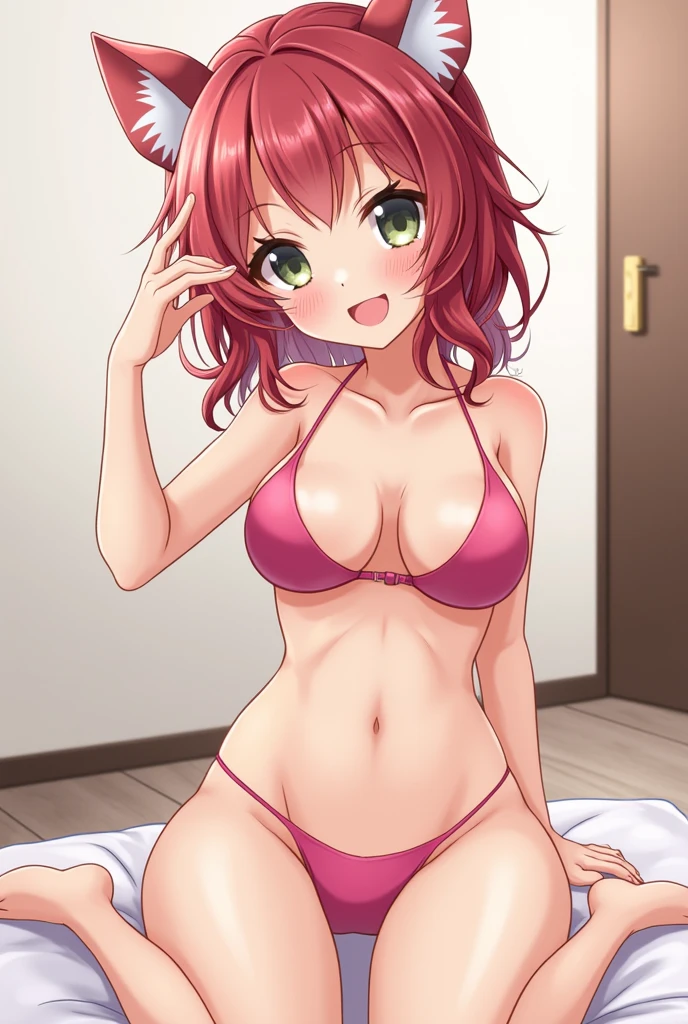 Very short estature, micro bikini, peace sign,girl, smile,photo sesión,slut,anime girl, 5on1,gangbang,bukkake