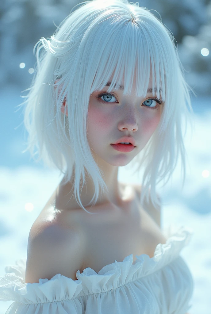 One person Russia (Flat Chest:1.5) (Small breasts:1.5) (Slim body:1.5) snow forest(Completely naked:1) (Masturbation) Wet body whole body beauty High resolution High precision (Yellow Hair:2) Detailed skin Red eyes Detailed face (Bobcut) Trim your bangs Fox ears Spread your legs (Fox's Tail:2) Gravure poses, young face Slender figure (White hood) Body hair