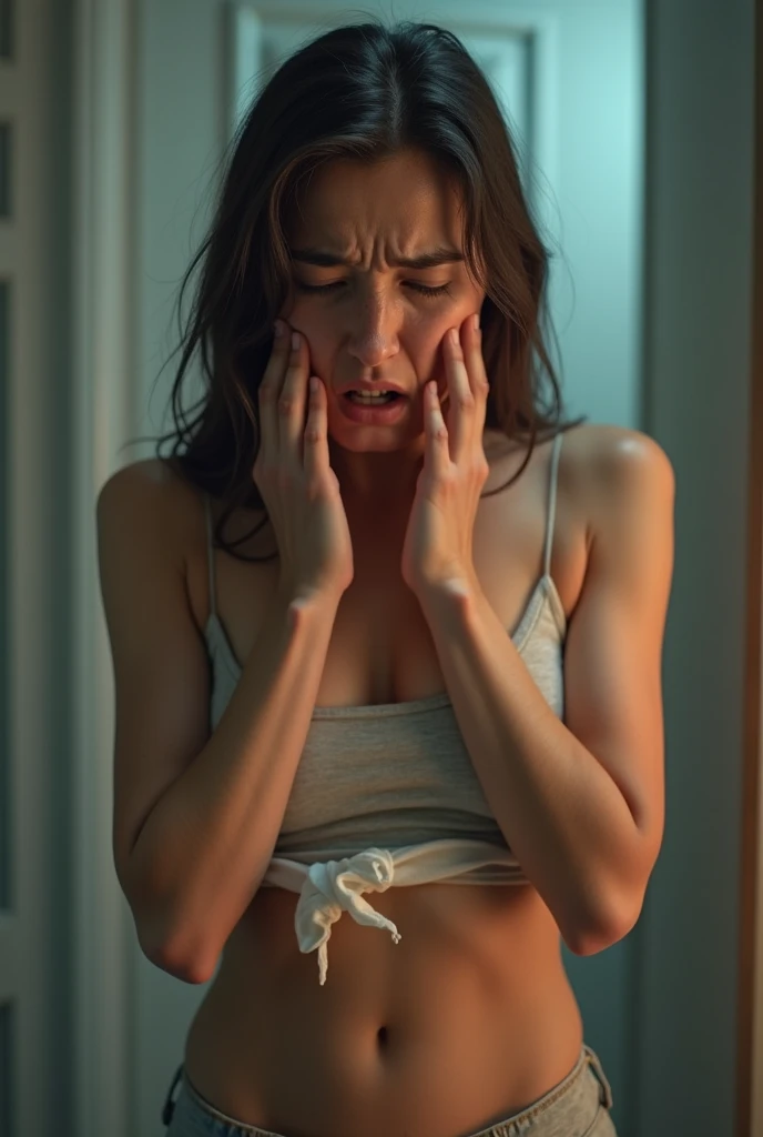 (beautiful shouting nude Irish woman), (eyes open), (terrified expression), (((frightened expression))), (((startled expression))), (((crying))), (((encased in ice)))
