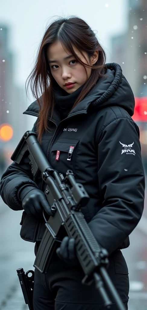 (masterpiece,Highest quality,Ultra-high resolution),One Woman,Japanese,Black Hair,Short Bob,(((Beautiful Eyes,Beautiful Hair,Beautiful Skin,Beautiful Face)Detailed hands))),Severe,whole body,(((Gunfight))),(Small machine gunを構える),((Small machine gun)),SWAT Uniforms,Black bulletproof vest, Combat Boots, Black Tactical Forcer,Tactical Headset,Tactical Helmet,(The background is the rubble of ruins),(((Background Blur)))
