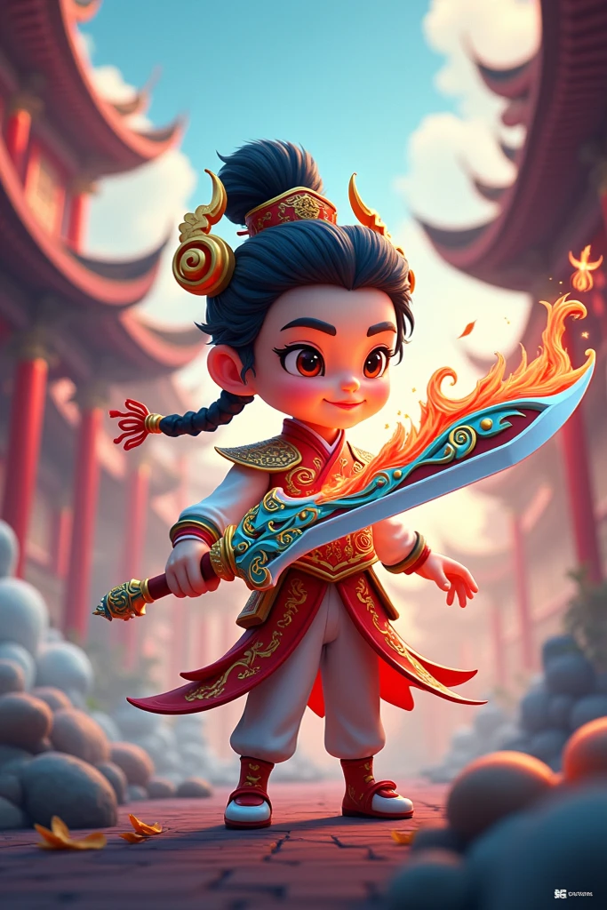 Ningdiao character phone wallpaper in chinese 3d cartoon hybrid sword